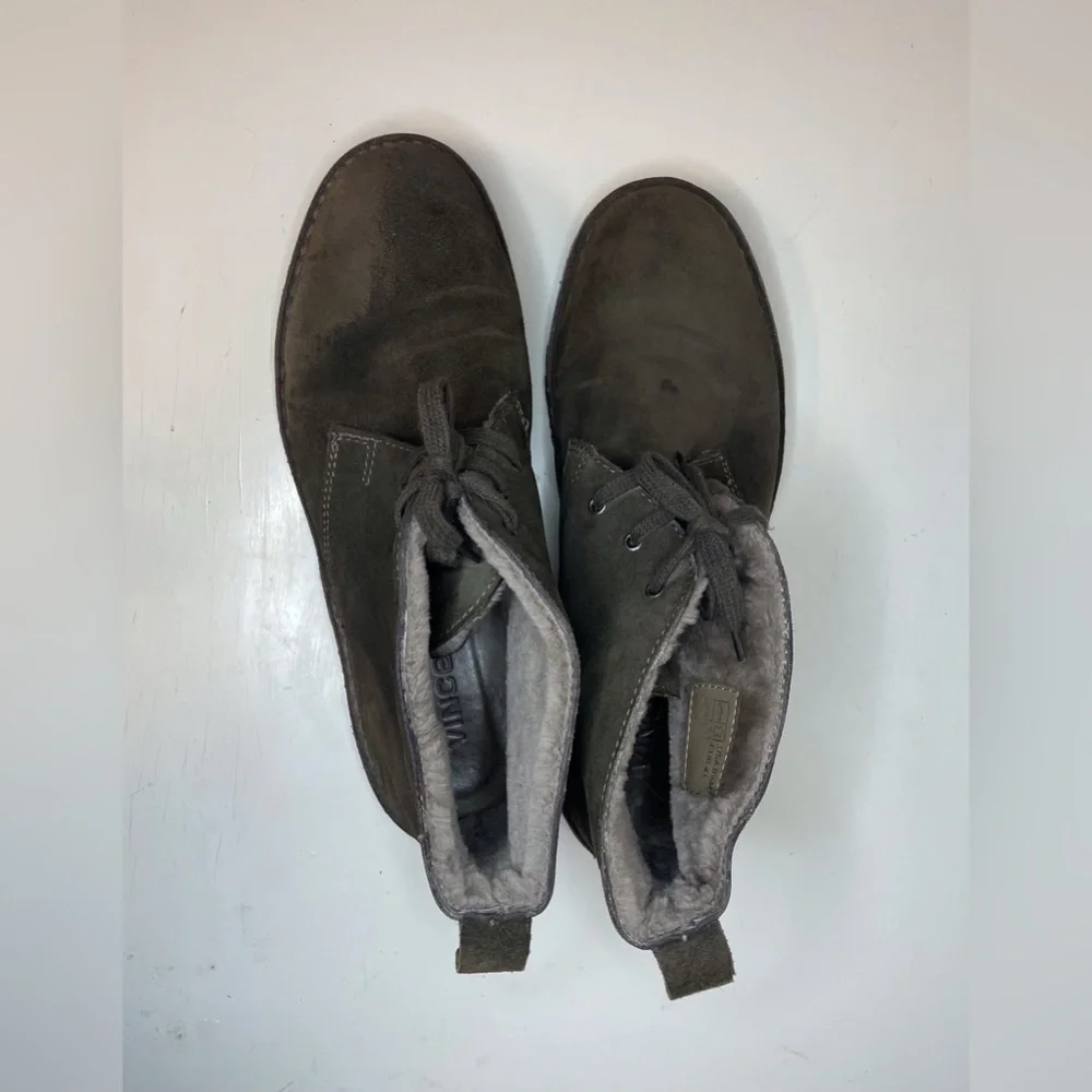 Vince Men's Chukka Olive Suede with Faux Fur‎ Boots Size 9.5